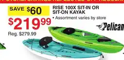 Dunham's Sports PELICAN RISE 100X SIT-IN OR SIT-ON KAYAK offer