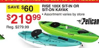 Dunham's Sports PELICAN RISE 100X SIT-IN OR SIT-ON KAYAK offer