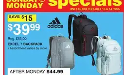 Dunham's Sports ADIDAS EXCEL 7 BACKPACK offer