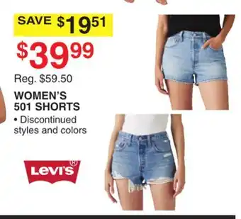Dunham's Sports LEVI'S WOMEN'S 501 SHORTS offer