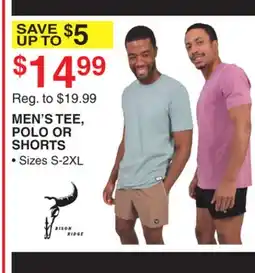 Dunham's Sports BISON RIDGE MEN'S TEE, POLO OR SHORTS offer