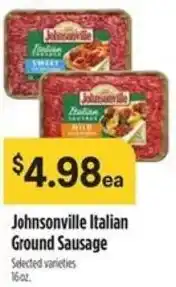 Raley's Johnsonville italian ground sausage offer