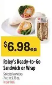Raley's Raley's Ready-to-Go Sandwich or Wrap offer