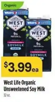 Raley's West life organic unsweetened soy milk offer