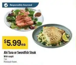 Raley's Ahi tuna or swordfish steak offer