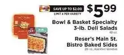 ShopRite Bowl & Basket Specialty 3-lb. Deli Salads offer