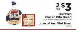 ShopRite Toufayan Classic Pita Bread, Joan of Arc Mini Toast offer