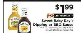 ShopRite Sweet Baby Ray’s Dipping or BBQ Sauce offer