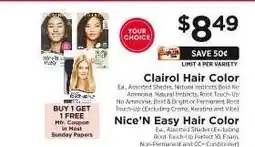 ShopRite Clairol Nice'n Easy Hair Color offer