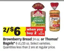 Meijer Brownberry Bread or Thomas' Bagels offer