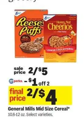 Meijer General Mills Mid Size Cereal offer