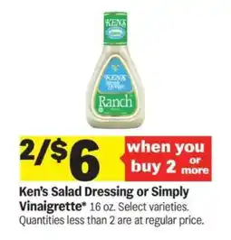 Meijer Ken's Salad Dressing or Simply Vinaigrette offer