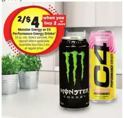 Meijer Monster Energy or C4 Performance Energy Drinks offer