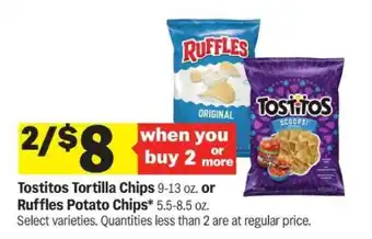 Meijer Tostitos Tortilla Chips Or Ruffles Potato Chips offer