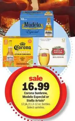 Meijer Corona Sunbrew, Modelo Especial or Stella Artois offer