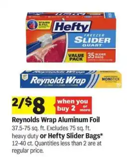 Meijer Reynolds Wrap Aluminum Foil or Hefty Slider Bags offer