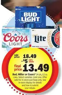 Meijer Bud, Miller or Coors offer