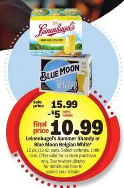 Meijer Leinenkugel's Summer Shandy or Blue Moon Belgian White offer