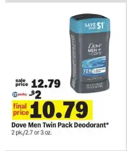 Meijer Dove Men Twin Pack Deodorant offer