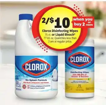 Meijer Clorox Disinfecting Wipes or Liquid Bleach offer