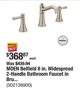 The Home Depot MOEN Belfield 8 in. Widespread 2-Handle Bathroom Faucet in Brushed Nickel (Valve Not Included) offer