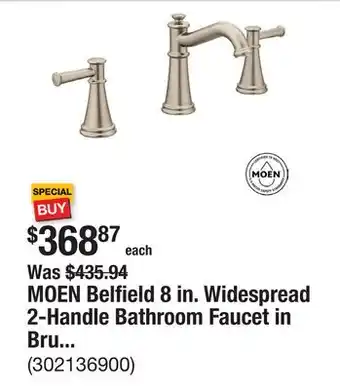 The Home Depot MOEN Belfield 8 in. Widespread 2-Handle Bathroom Faucet in Brushed Nickel (Valve Not Included) offer