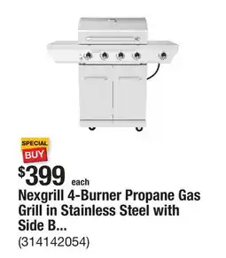 The Home Depot Nexgrill 4-Burner Propane Gas Grill in Stainless Steel with Side Burner offer