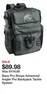 Cabela's Bass Pro Shops Advanced Angler Pro Backpack Tackle System offer
