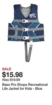 Cabela's Bass Pro Shops Recreational Life Jacket for Kids - Blue offer
