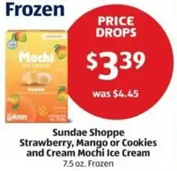 Aldi Sundae Shoppe Strawberry, Mango or Cookies and Cream Mochi Ice Cream offer