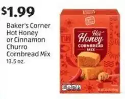 Aldi Baker's Corner Hot Honey or Cinnamon Churro Cornbread Mix offer