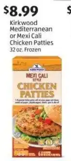 Aldi Kirkwood Mediterranean or Mexi Cali Chicken Patties offer