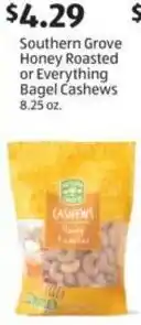 Aldi Southern Grove Honey Roasted or Everything Bagel Cashews 8.25 oz. offer