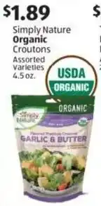 Aldi Simply Nature Organic Croutons Assorted Varieties offer