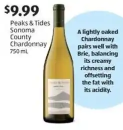 Aldi Peaks & Tides Sonoma County Chardonnay offer