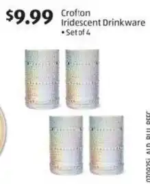 Aldi Crofton Iridescent Drinkware offer