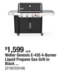 The Home Depot Weber Genesis E-435 4-Burner Liquid Propane Gas Grill in Black with Side Burner offer