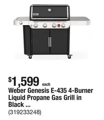 The Home Depot Weber Genesis E-435 4-Burner Liquid Propane Gas Grill in Black with Side Burner offer