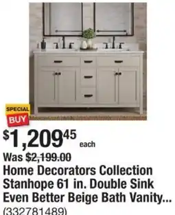 The Home Depot Home Decorators Collection Stanhope 61 in. Double Sink Even Better Beige Bath Vanity offer