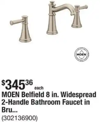 The Home Depot MOEN Belfield 8 in. Widespread 2-Handle Bathroom Faucet in Bru offer