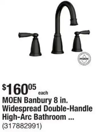 The Home Depot MOEN Banbury 8 in. Widespread Double-Handle High-Arc Bathroom offer