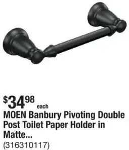 The Home Depot MOEN Banbury Pivoting Double Post Toilet Paper Holder in Matte offer