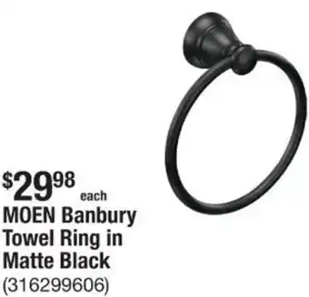The Home Depot MOEN Banbury Towel Ring in Matte Black offer