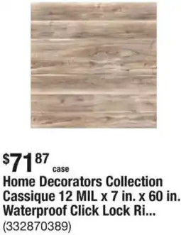The Home Depot Home Decorators Collection Cassique 12 MIL x 7 in. x 60 in. Waterproof Click Lock Ri offer
