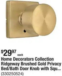 The Home Depot Home Decorators Collection Ridgeway Brushed Gold Privacy Bed/Bath Door Knob offer