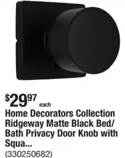 The Home Depot Home Decorators Collection Ridgeway Matte Black Bed/ Bath Privacy Door Knob offer