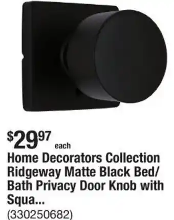 The Home Depot Home Decorators Collection Ridgeway Matte Black Bed/ Bath Privacy Door Knob offer