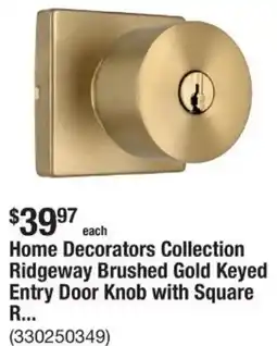 The Home Depot Home Decorators Collection Ridgeway Brushed Gold Keyed Entry Door Knob offer