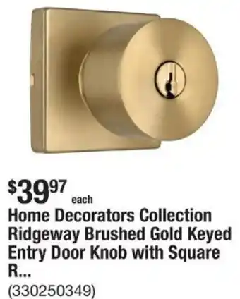 The Home Depot Home Decorators Collection Ridgeway Brushed Gold Keyed Entry Door Knob offer