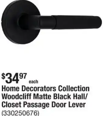 The Home Depot Home Decorators Collection Woodcliff Matte Black Hall/ Closet Passage Door Lever offer